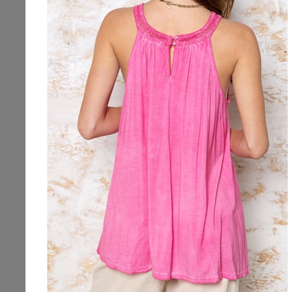 POL 🩶 POL Babydoll with Crochet Lace Detail Tank Top MISC PINK - Picture 4 of 5